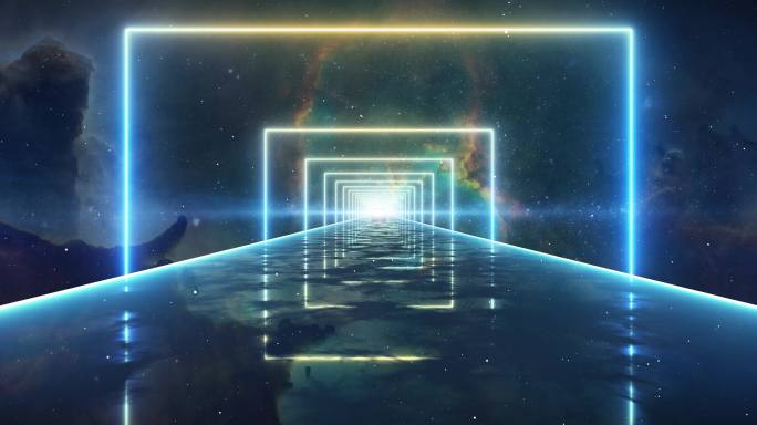 科技宇宙星空荧光隧道