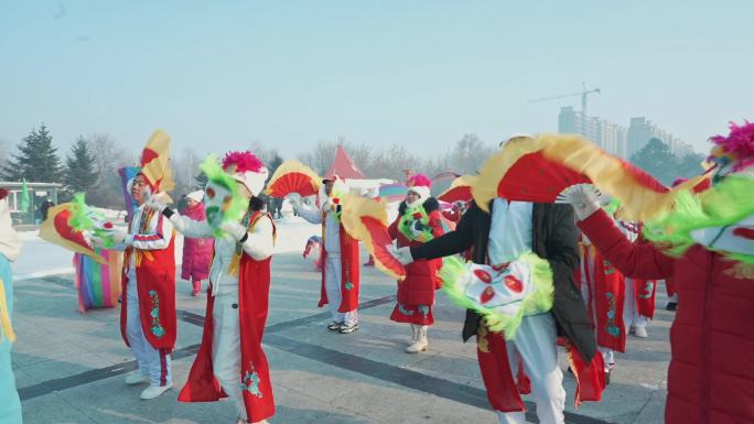 东北群众艺术文化扭秧歌活动冬季文化活动