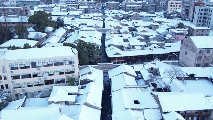 台州府城雪后航拍