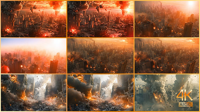 科幻电影场景 城市湮灭 外星人攻击地球