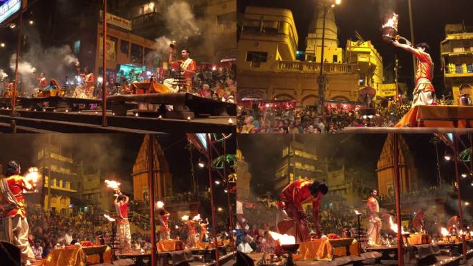 印度教圣地瓦拉纳西的恒河祭祀演出
