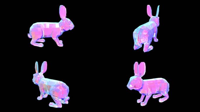低面体兔子 兔兔白兔灰兔中秋节卡通可爱9