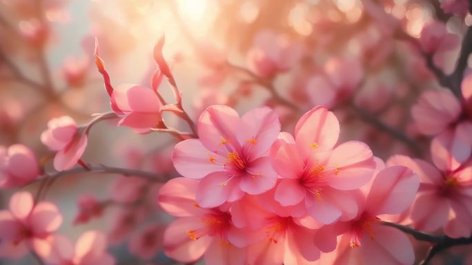 春天风景，春暖花开，百花绽放