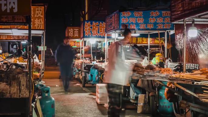 城市夜生活烟火气延时