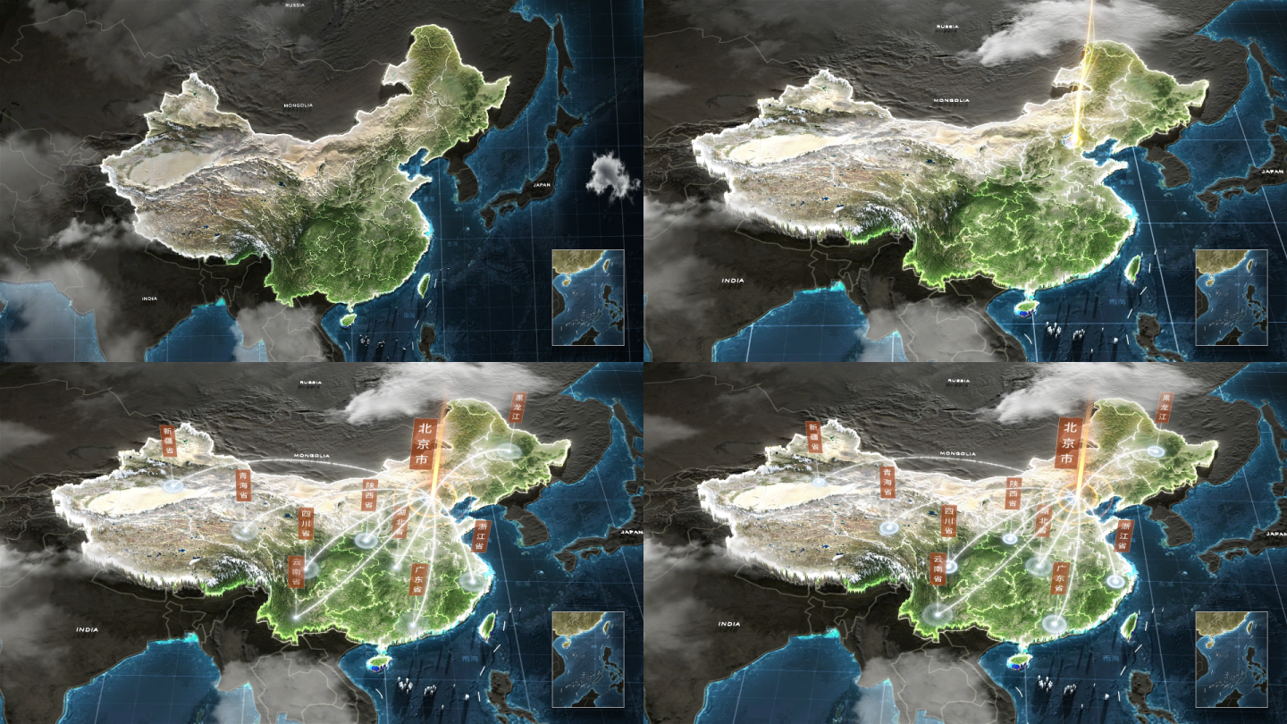 写实中国地图区位辐射