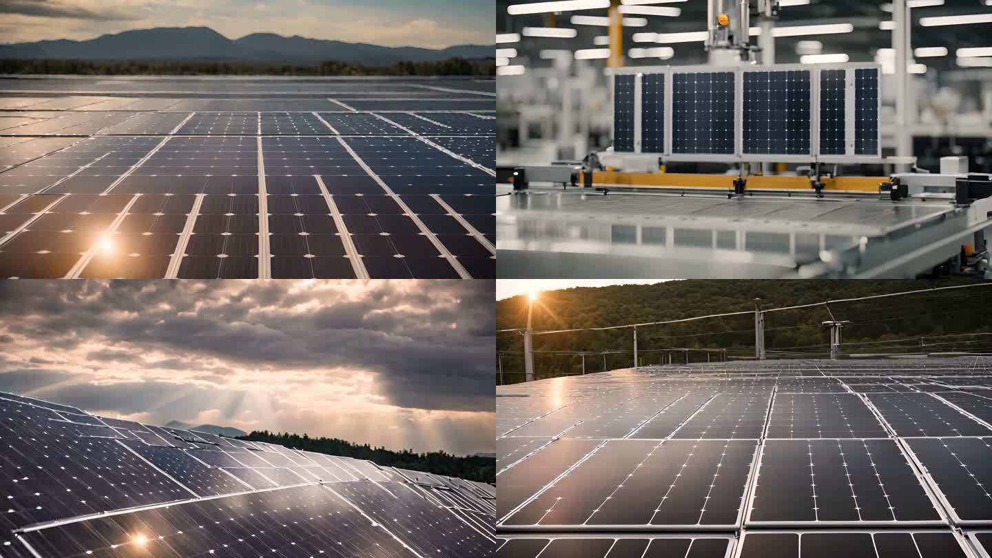 4K太阳能光伏板新能源绿色清洁
