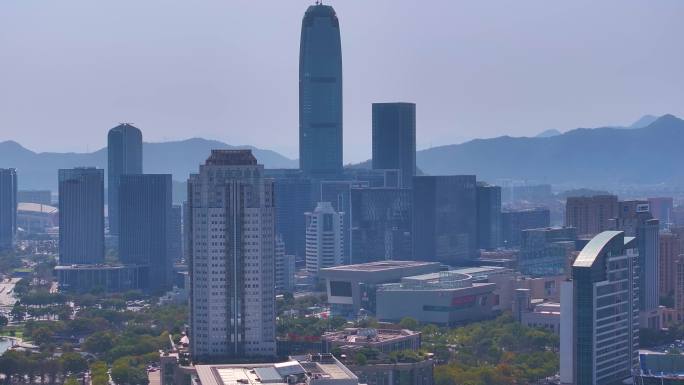 台州市椒江区大景全景航拍城市地标白云山飞