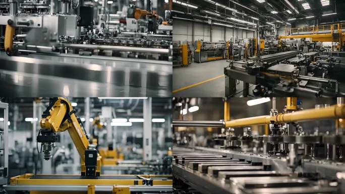 4K智能工厂自动生产车间机械臂