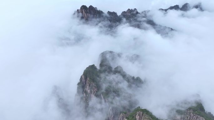 黄山 航拍 云海 西海 奇松怪石