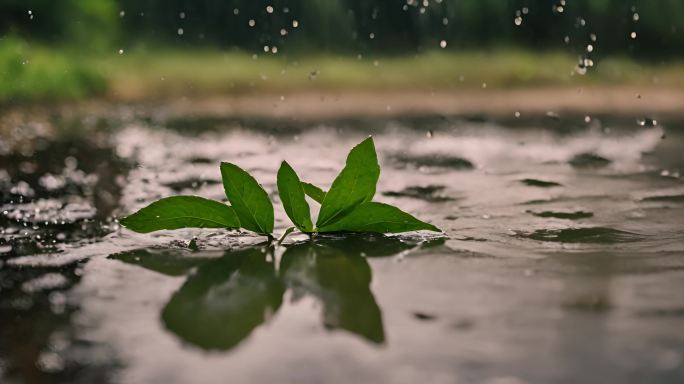 雨过天晴 水滴 树叶