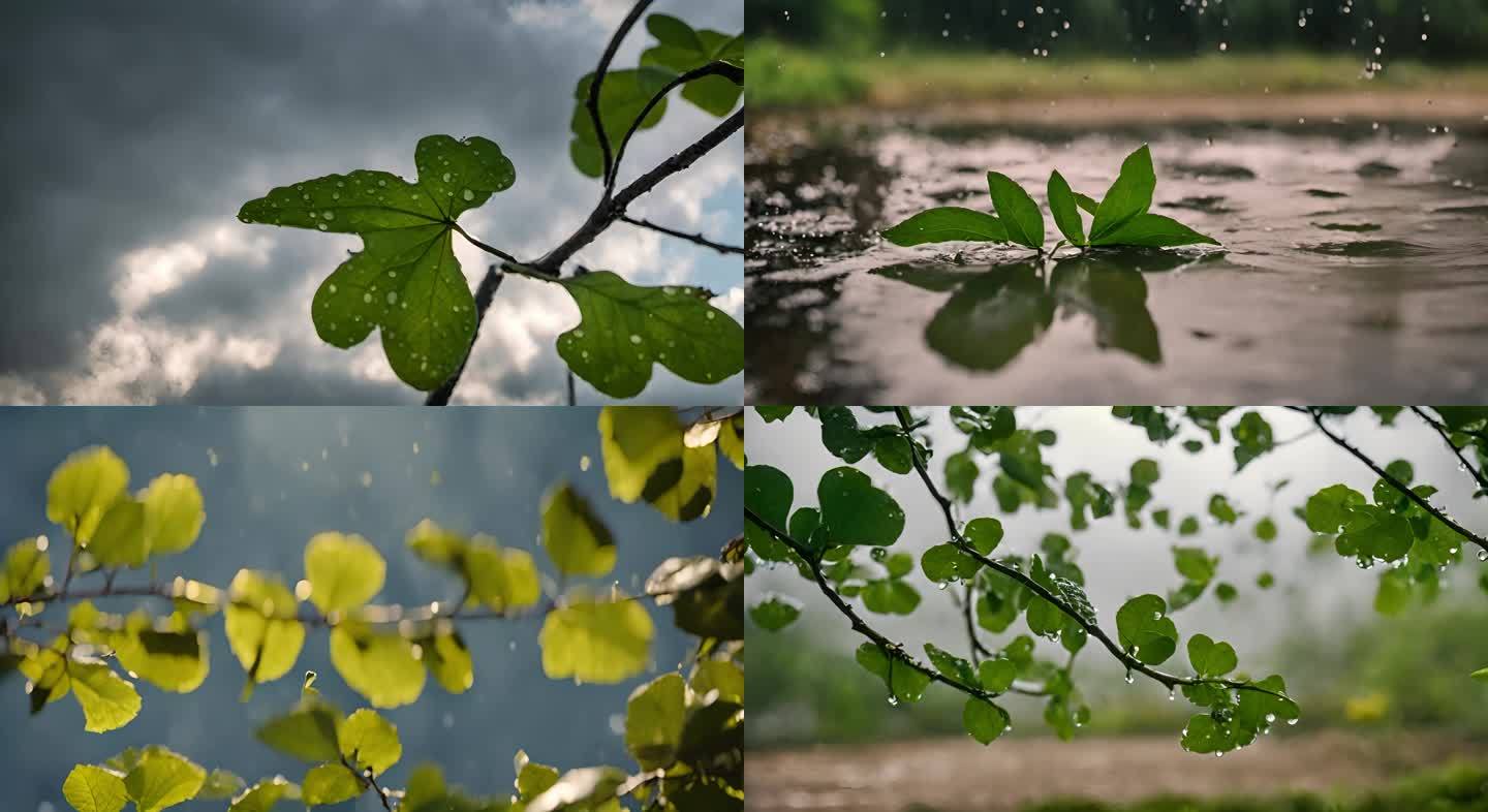 雨过天晴 水滴 树叶