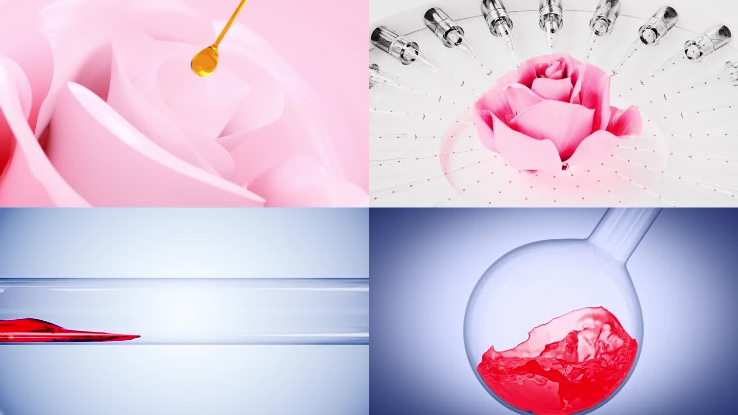 玫瑰细胞精华液提取化妆品护肤美容广告动画