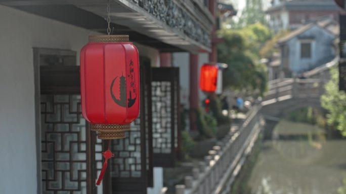 红灯笼上海嘉定南翔老街古镇春节节日