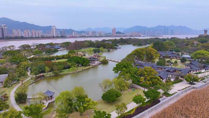 温州市鹿城区江心屿公园航拍风景景区景点浙