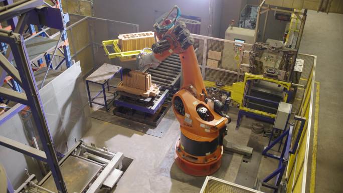 4K重工业自动化生产线机械臂搬运