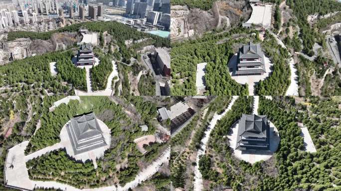 大山坡公园 寺庙 塔楼 汉峪金谷 山景