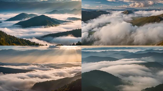 云海山脉自然景观山云