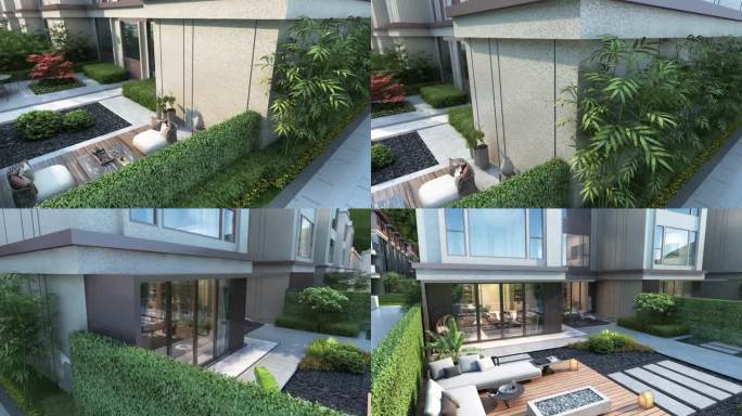 新中式别墅庭院景观三维素材
