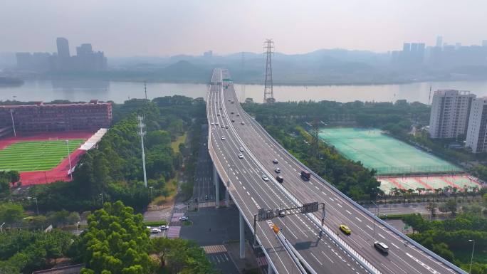 广州大学城航拍校园广东广州番禺区城市风景