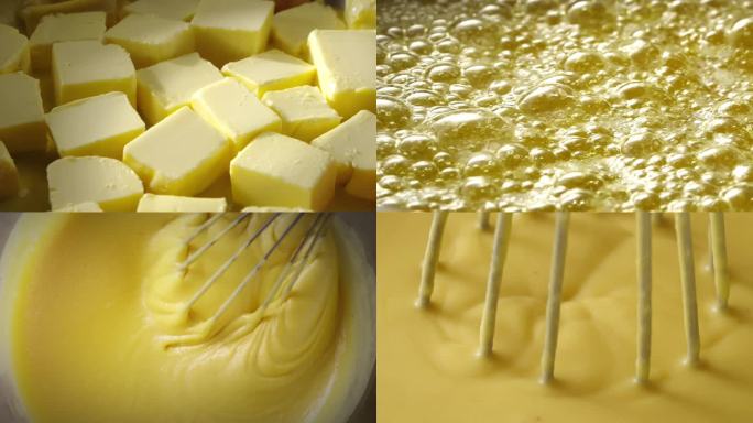 黄油融化 搅拌 切割 烘培 高速 慢镜头