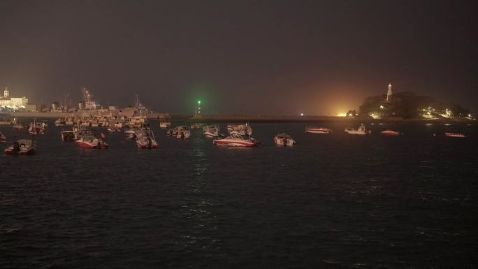夜景 青岛 海 海上船