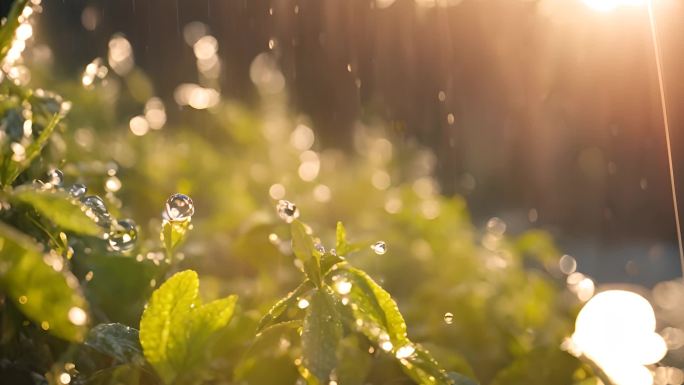 雨露水珠叶片