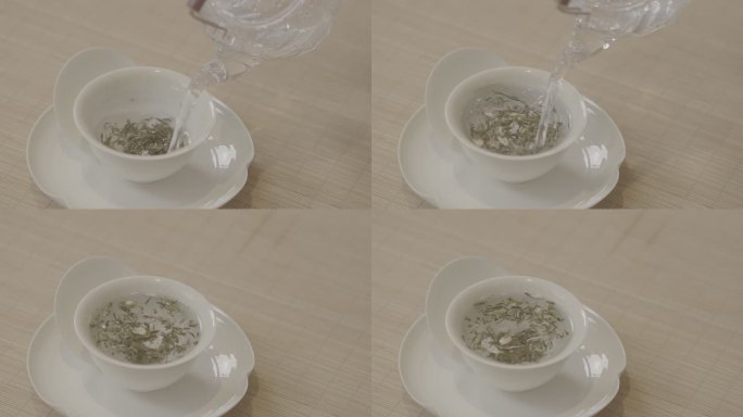 茶社茶馆空镜沏茶玻璃杯