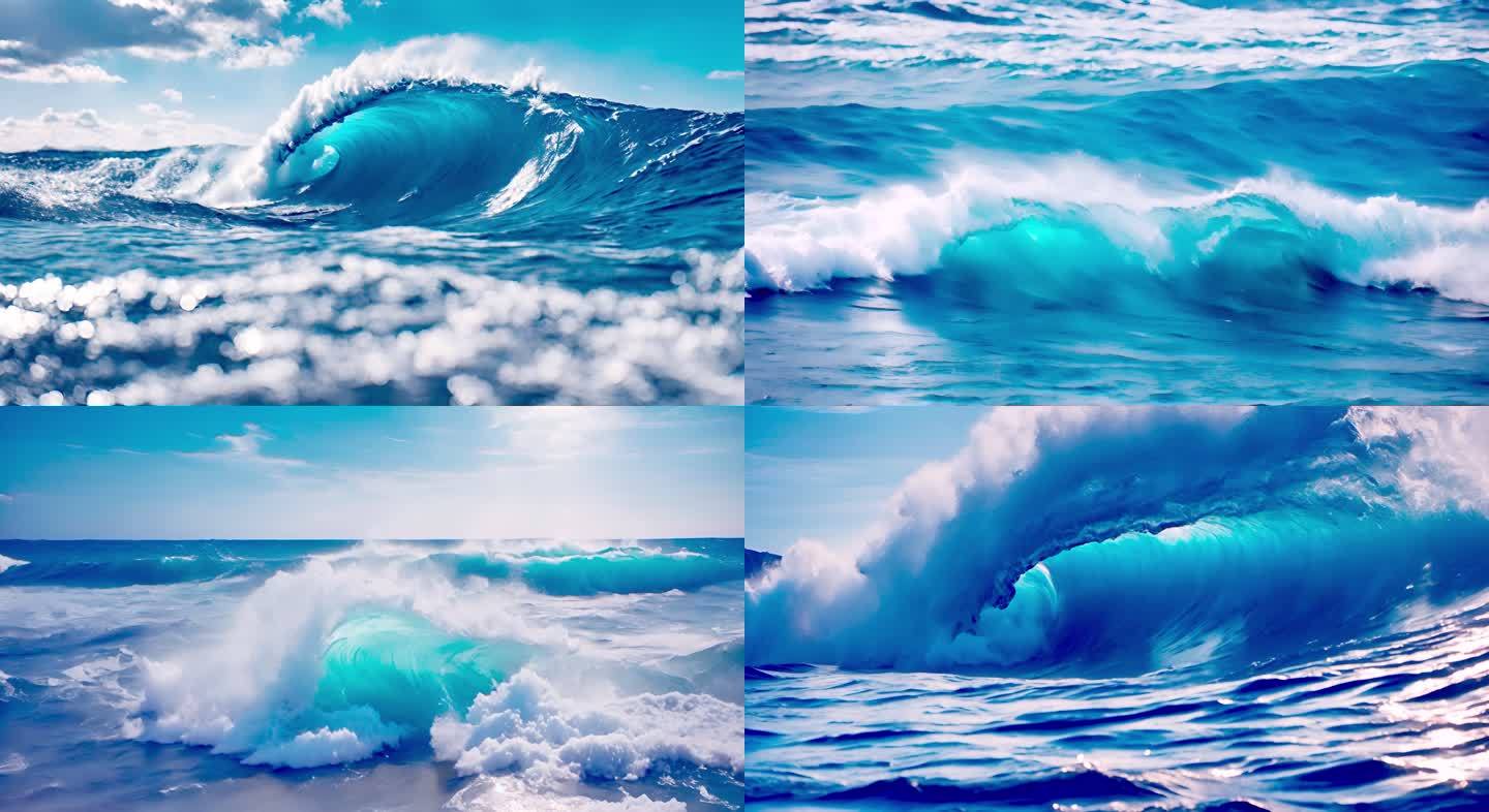 海洋巨浪海浪翻滚浪花波涛汹涌多镜头