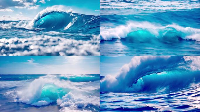 海洋巨浪海浪翻滚浪花波涛汹涌多镜头