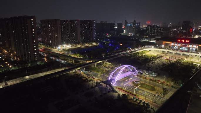 淄博站南广场夜景航拍