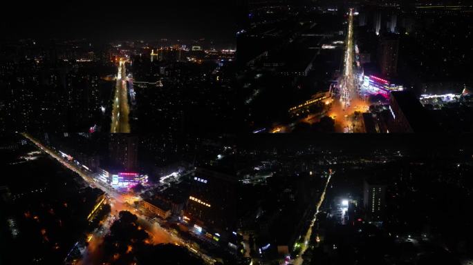 4K航拍湘潭市城市夜景