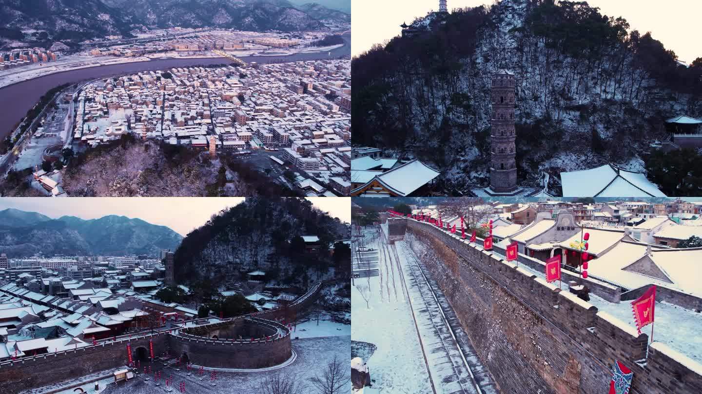 台州府城雪后航拍