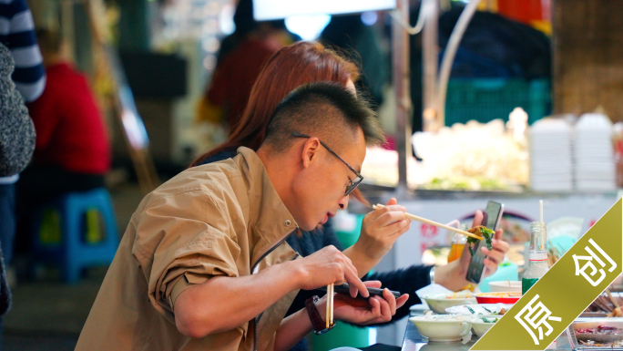 夜市美食夜宵烧烤小吃夜生活美食街人群城市