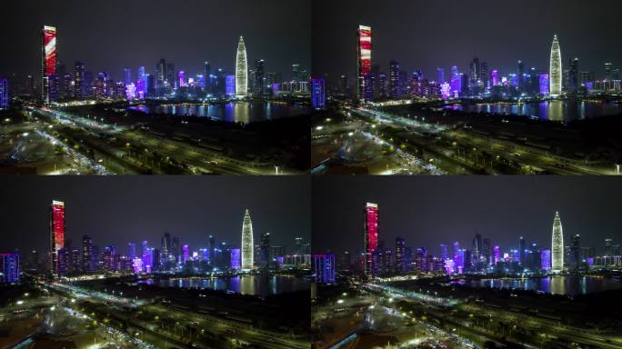 4K深圳南山CBD夜景航拍视频
