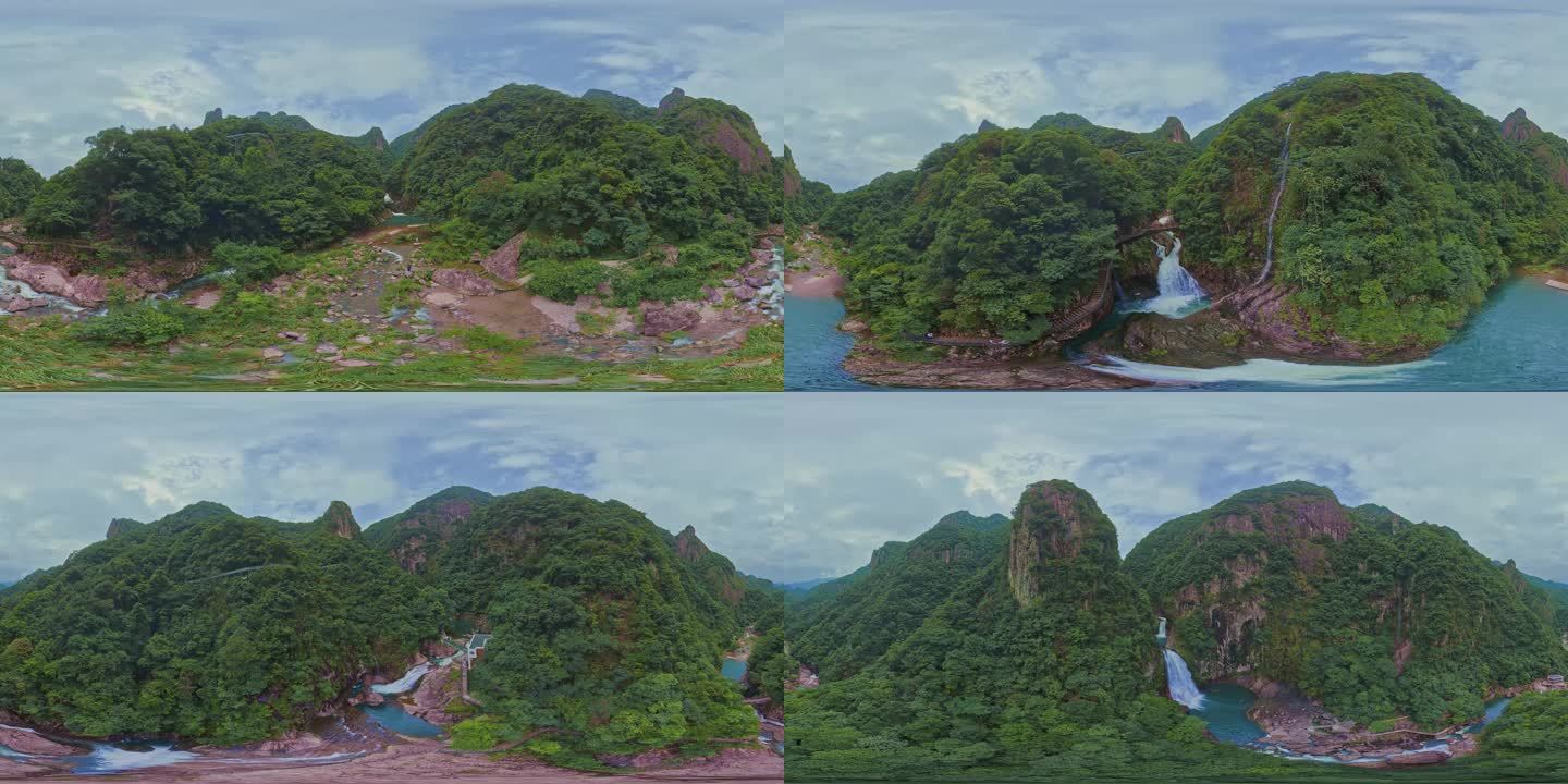 峡谷瀑布浙江楠溪江VR360全景穿越航拍