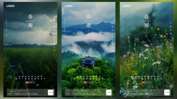 谷雨竖屏海报动态视频模板