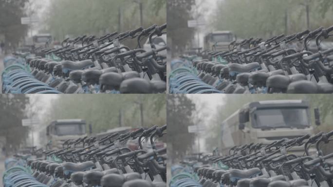 共享单车车流人流大车北京国贸CBD环境