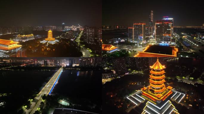 厦门集美区集美市民公园集美塔航拍夜晚夜景