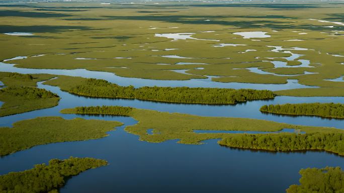 佛罗里达州美丽的大沼泽地鸟瞰图