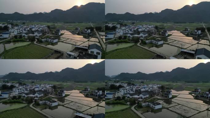 傍晚乡村夕阳风景