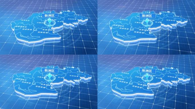 新洲区蓝色三维科技区位地图
