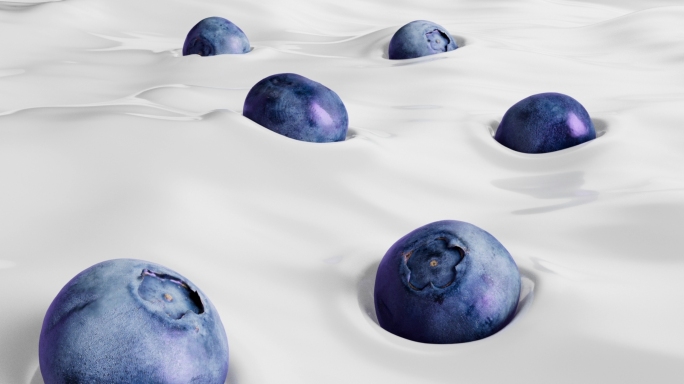 蓝莓落在酸奶上视频素材