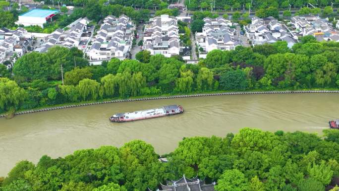 江苏苏州市姑苏区寒山寺风景风光航拍江南水