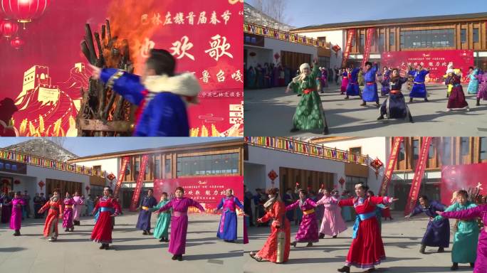蒙古族过年庆祝穿蒙古袍唱歌跳舞拉马头琴