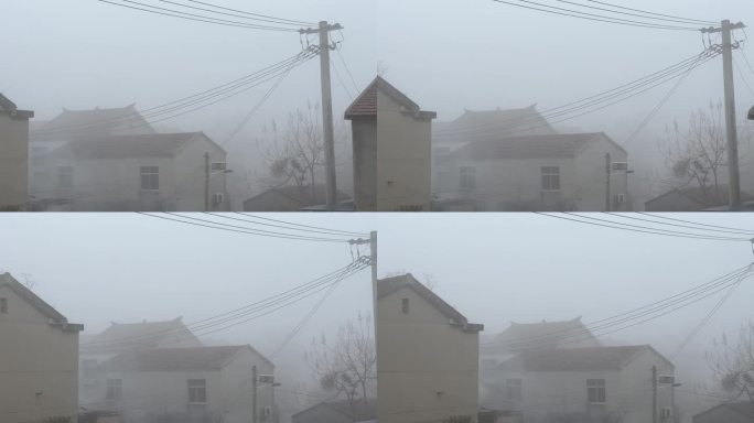 4K原创 大雾中的农村建筑