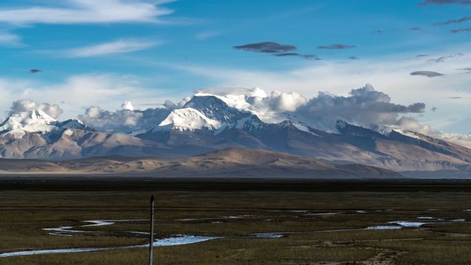 西藏阿里地区纳木那尼峰河道高空延时