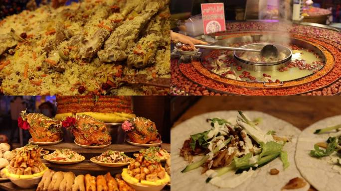 （8镜合集）新疆喀什汗巴扎夜市特色美食
