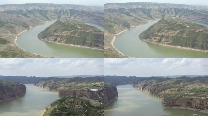 黄河内蒙古山西忻州第一湾老牛湾航拍4K