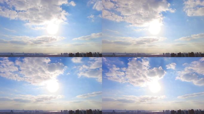 城市夕阳西下蓝天白云延时风景视频素材