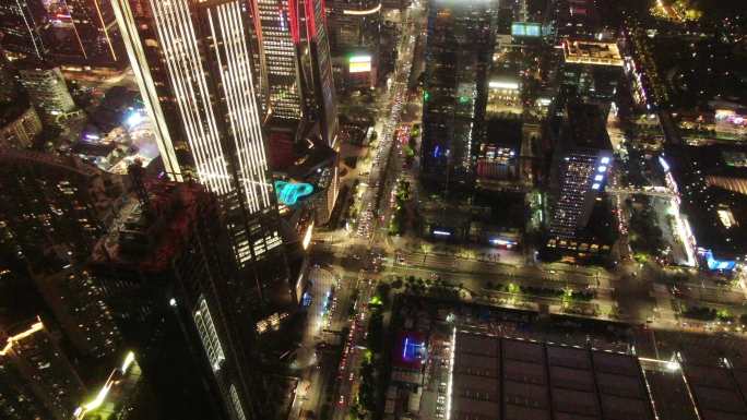 航拍深圳第一楼平安大厦夜景